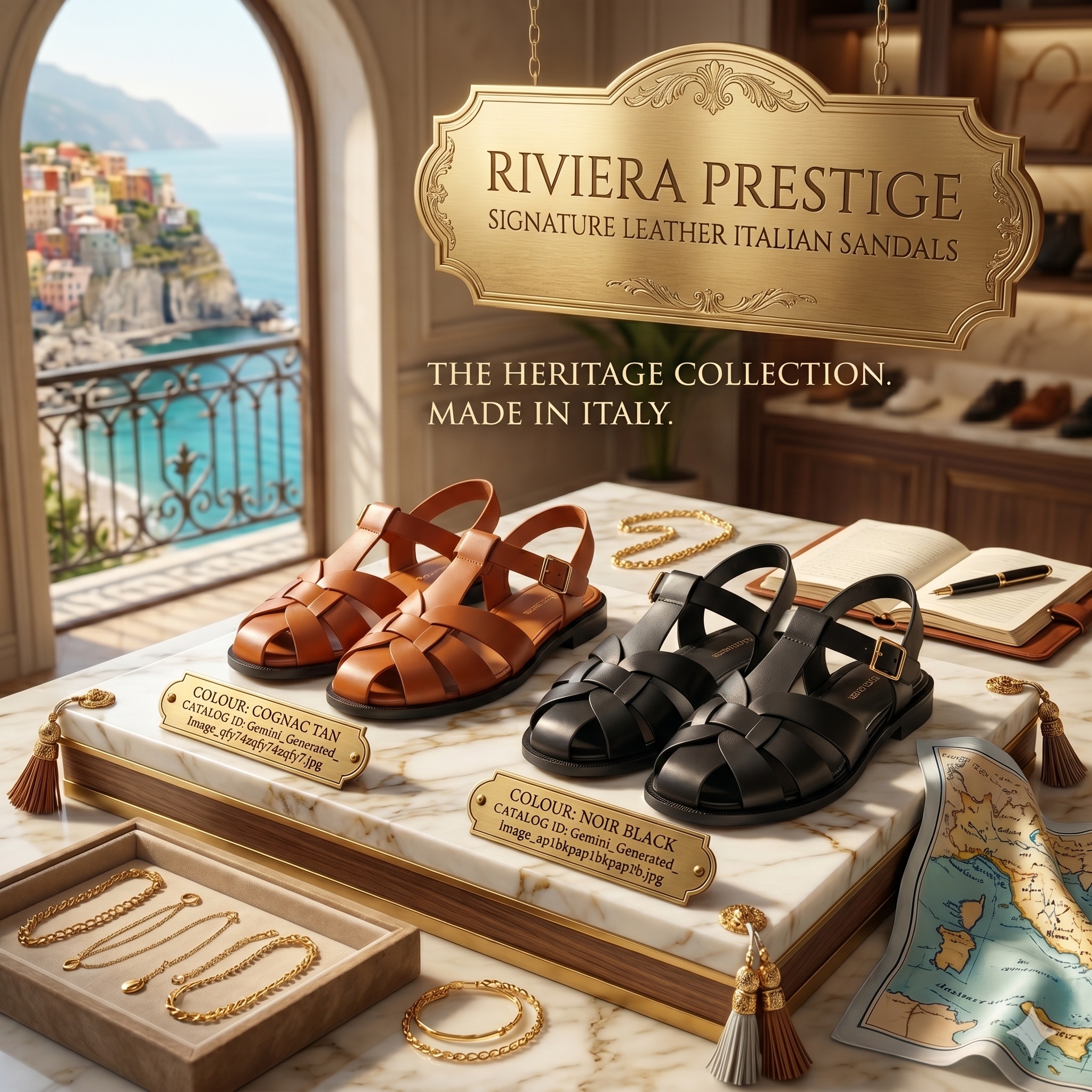 Prime Fashion™ Riviera Prestige Signature Leather Italian Sandals
