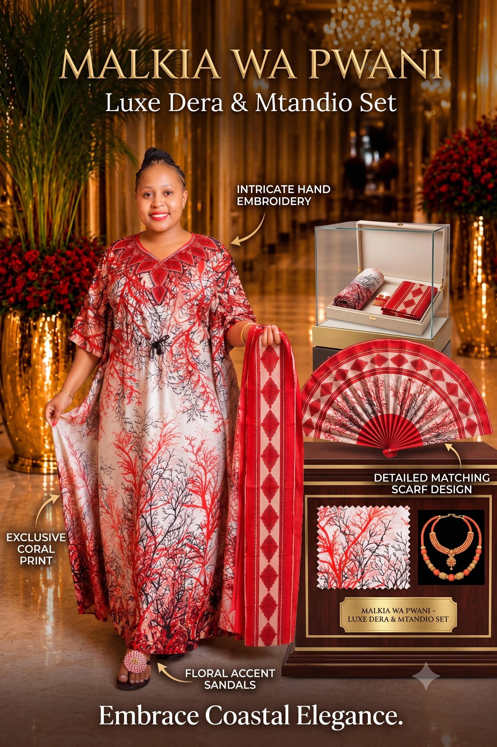 Malkia wa Pwani Luxe Dera & Mtandio Set