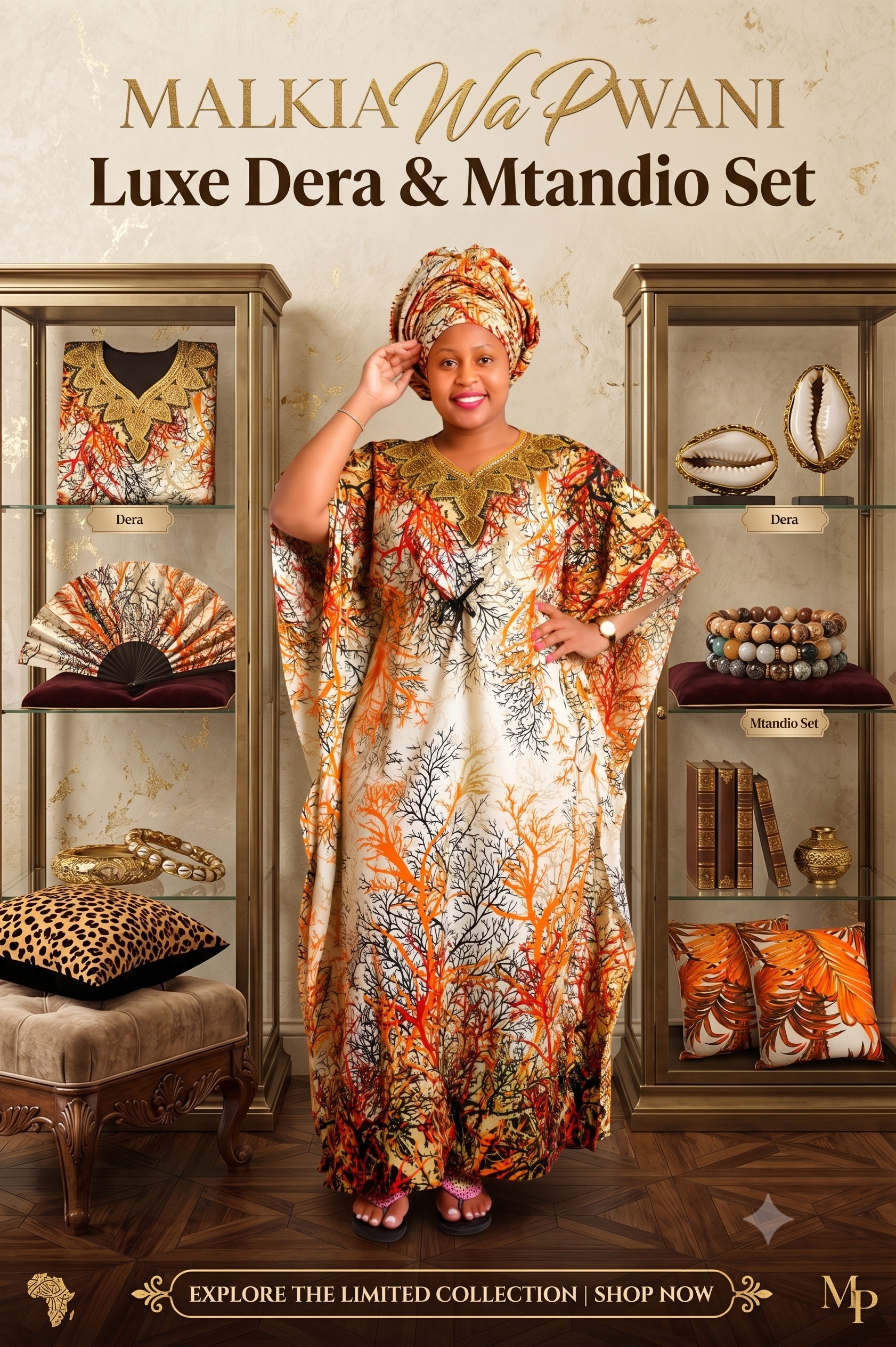 Malkia wa Pwani Luxe Dera & Mtandio Set