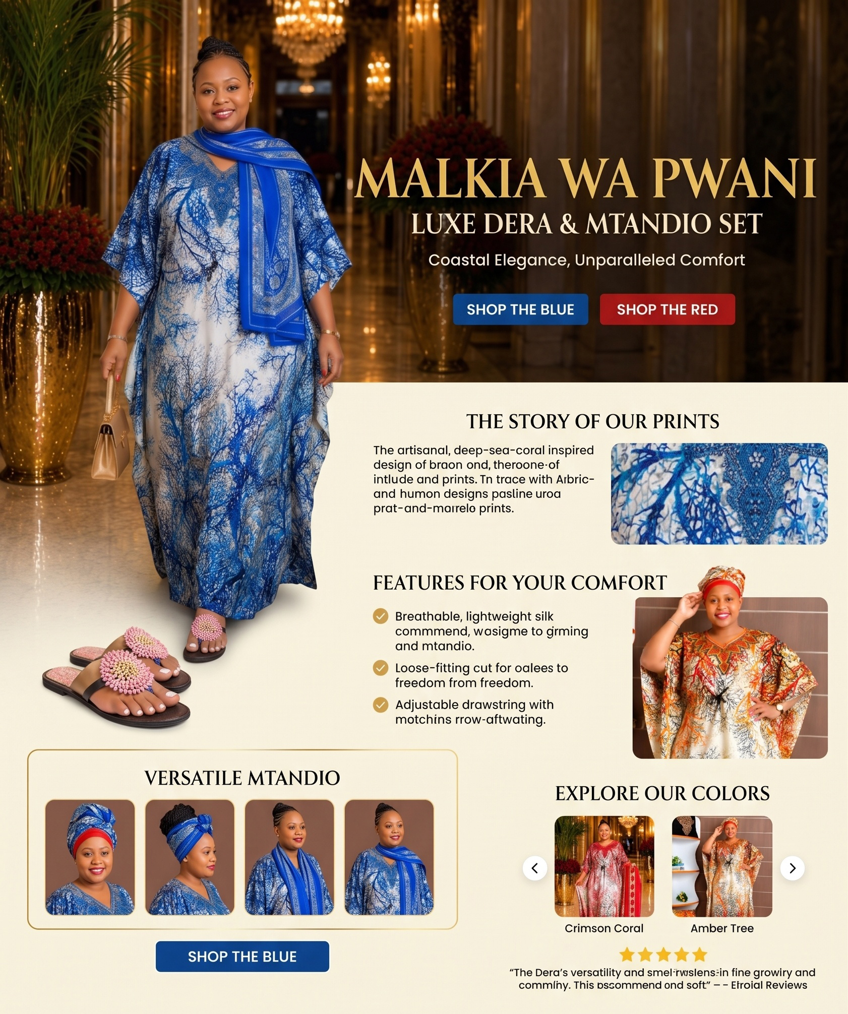 Malkia wa Pwani Luxe Dera & Mtandio Set