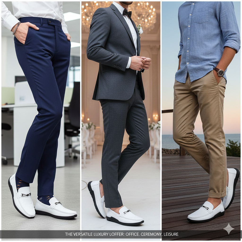The "Elite" Collection Shadow Monogram and Arctic Crest Versatile Luxury Loafers