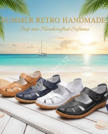 New Summer Retro Handmade Comfortable Soft Sole Velcro Casual Women's Slip-On Sandals
