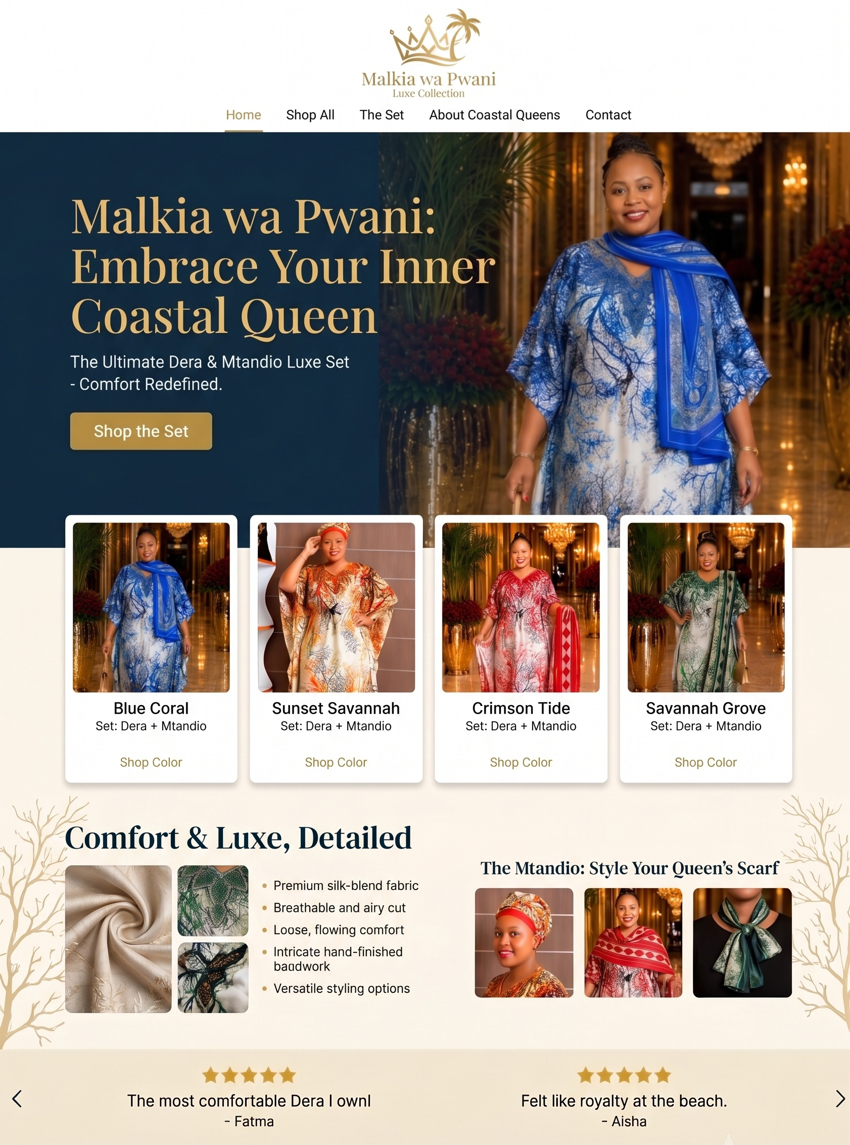 Malkia wa Pwani Luxe Dera & Mtandio Set
