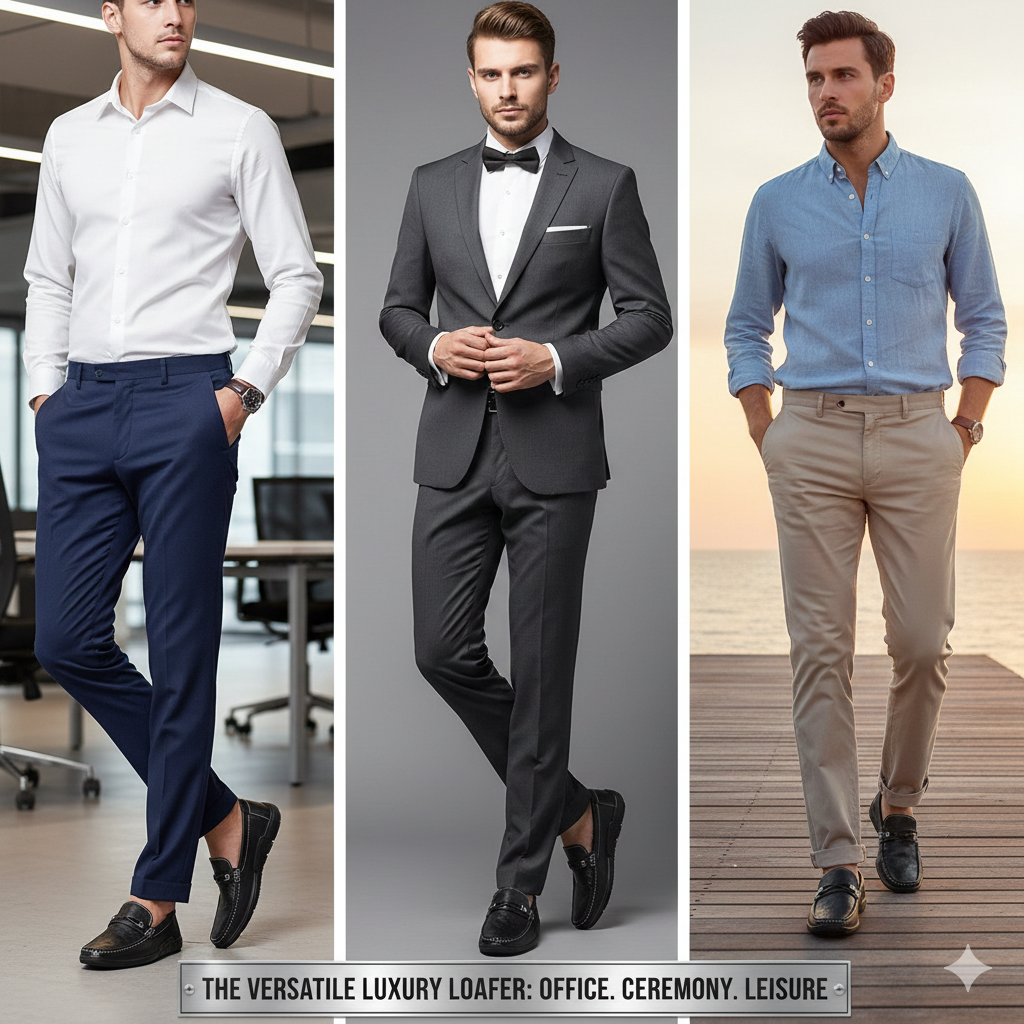 The "Elite" Collection Shadow Monogram and Arctic Crest Versatile Luxury Loafers