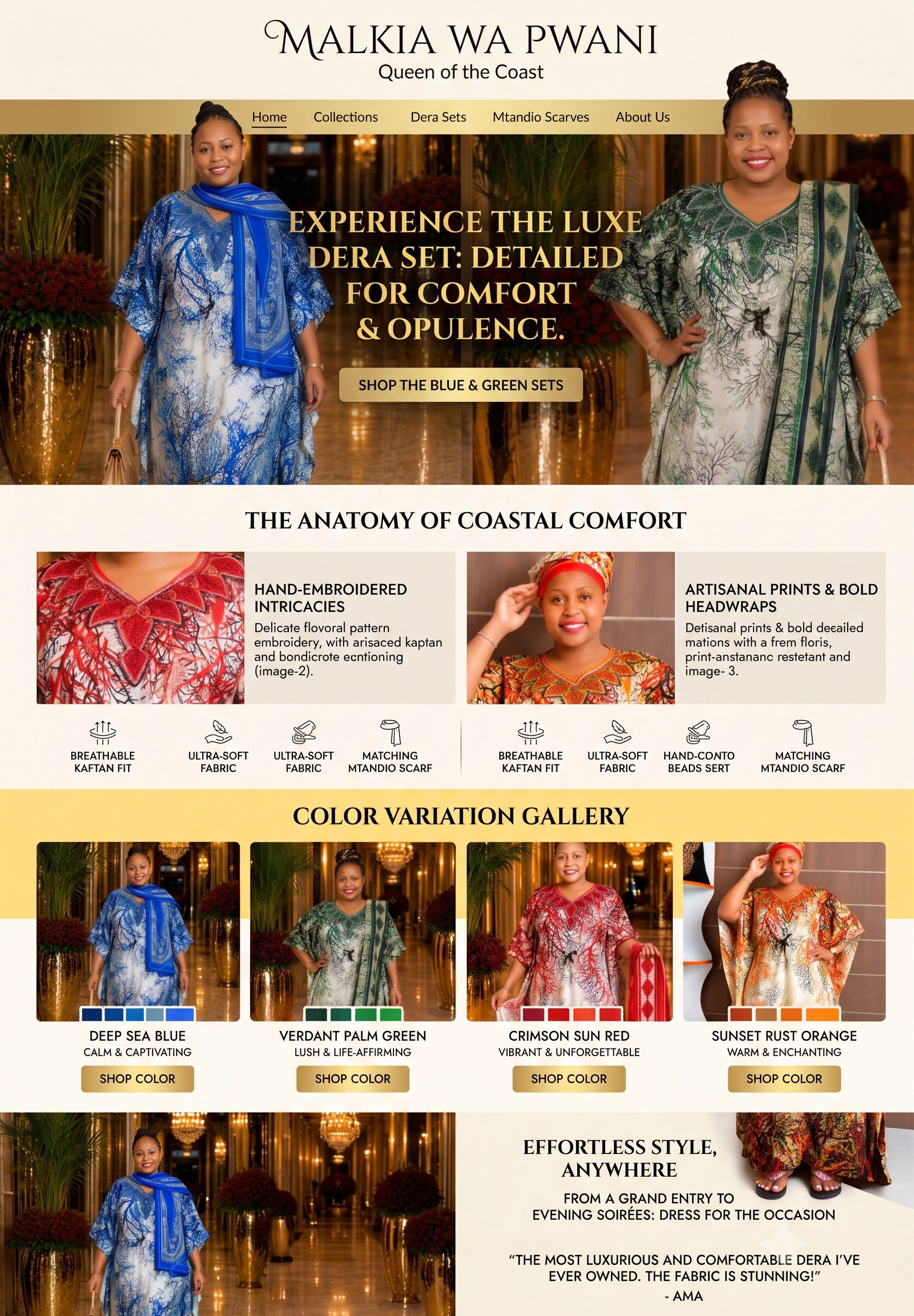 Malkia wa Pwani Luxe Dera & Mtandio Set