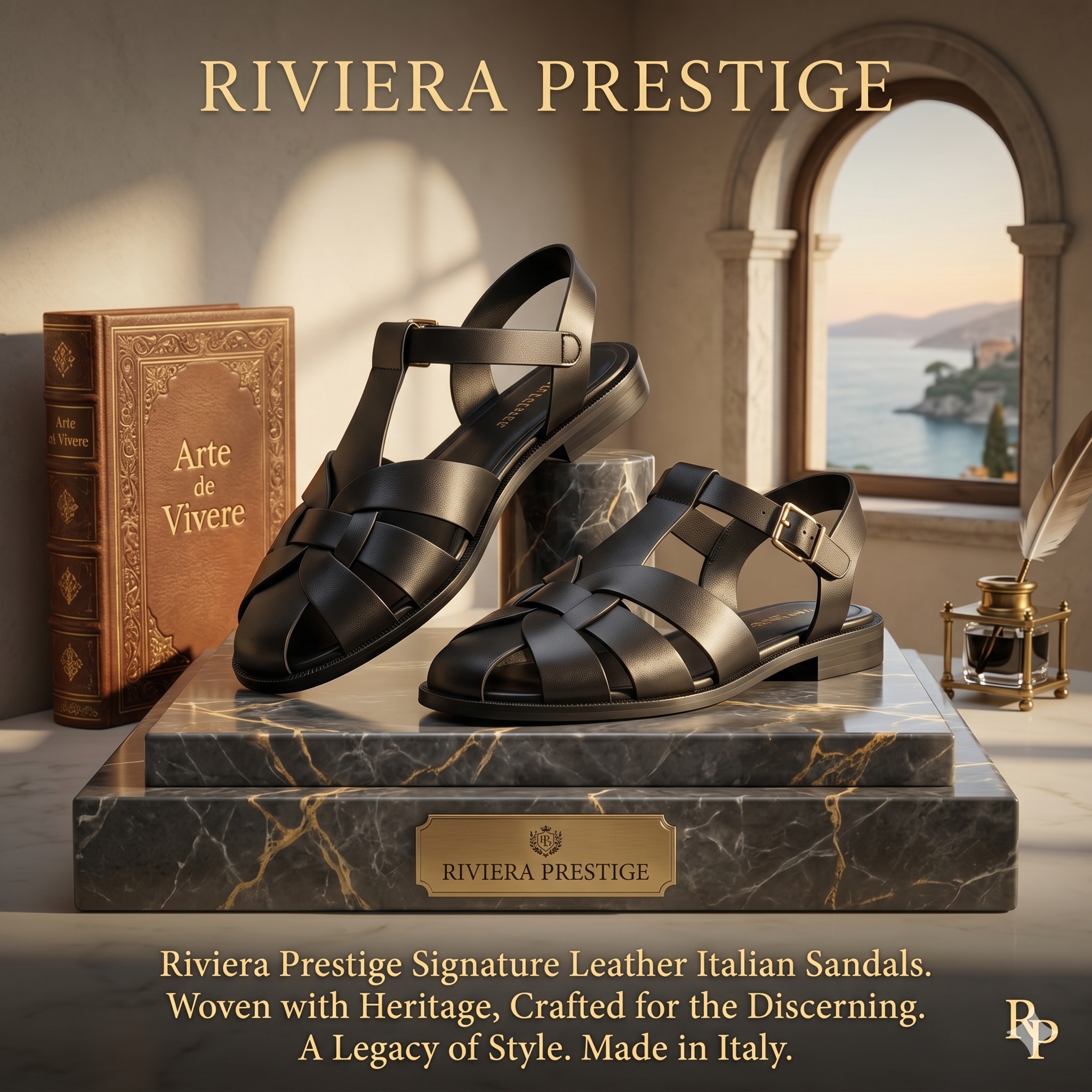 Prime Fashion™ Riviera Prestige Signature Leather Italian Sandals