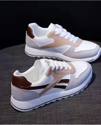 Women's Colorblock Lace Up Lucky Girl Sneakers, Casual & Versatile Low Top Running Shoes