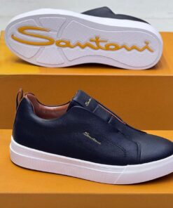 New Hot Trendy Santon Quality Grain Leather Slip on Sneakers