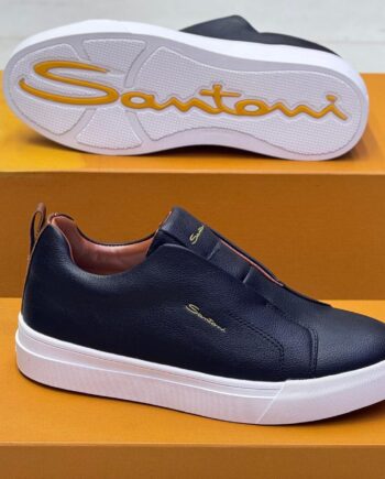 New Hot Trendy Santon Quality Grain Leather Slip on Sneakers