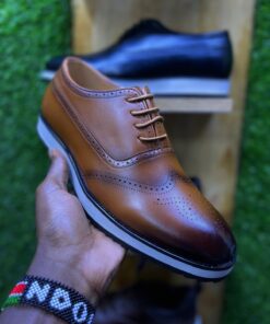 John Foster London Classic Luxury Leather Men's Shoes, Timeless Oxford Silhouette with Brogue Detailing