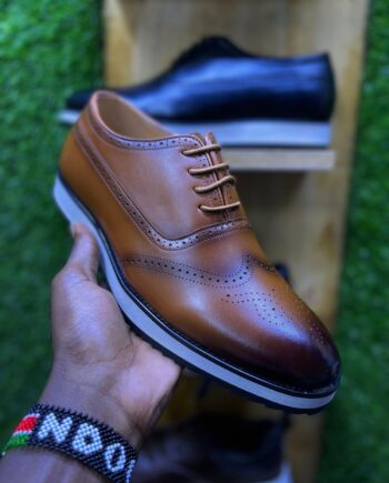 John Foster London Classic Luxury Leather Men's Shoes, Timeless Oxford Silhouette with Brogue Detailing