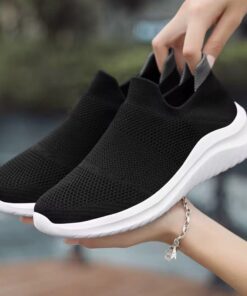 CloudStride Lightweight Women's Knit Slip-On Shoes - Breathable Mesh Walking Sneakers with Arch Support