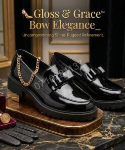 Gloss & Grace™ Bowtie Elegance wet-look brogues