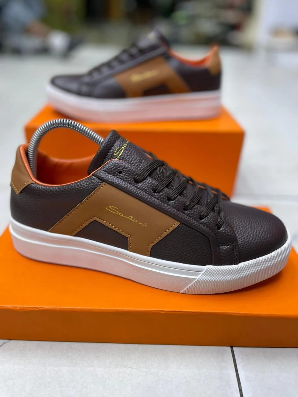 Santoni Premium Men’s Leather Sneakers