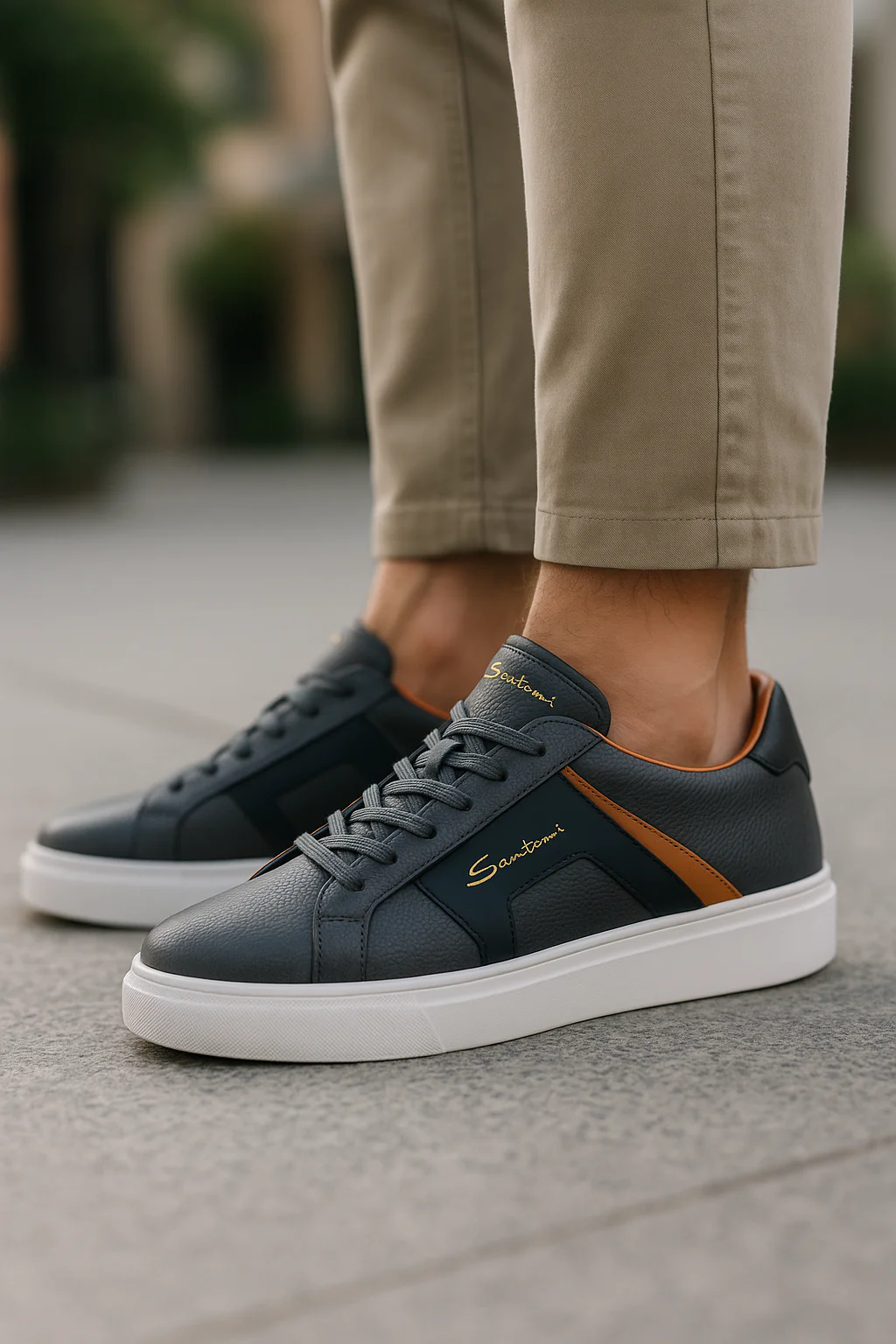 Santoni Premium Men’s Leather Sneakers