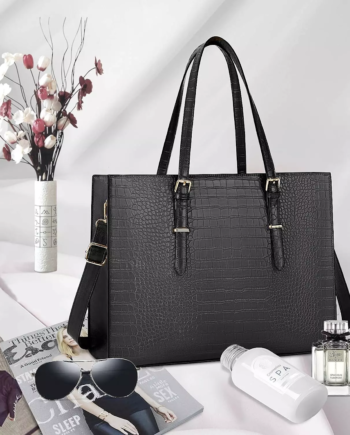 LUBARDY Large Capacity Professional Laptop Bag, Business Style, Office Design, Aligator Textured and Waterpoof Leather Handbag 00623