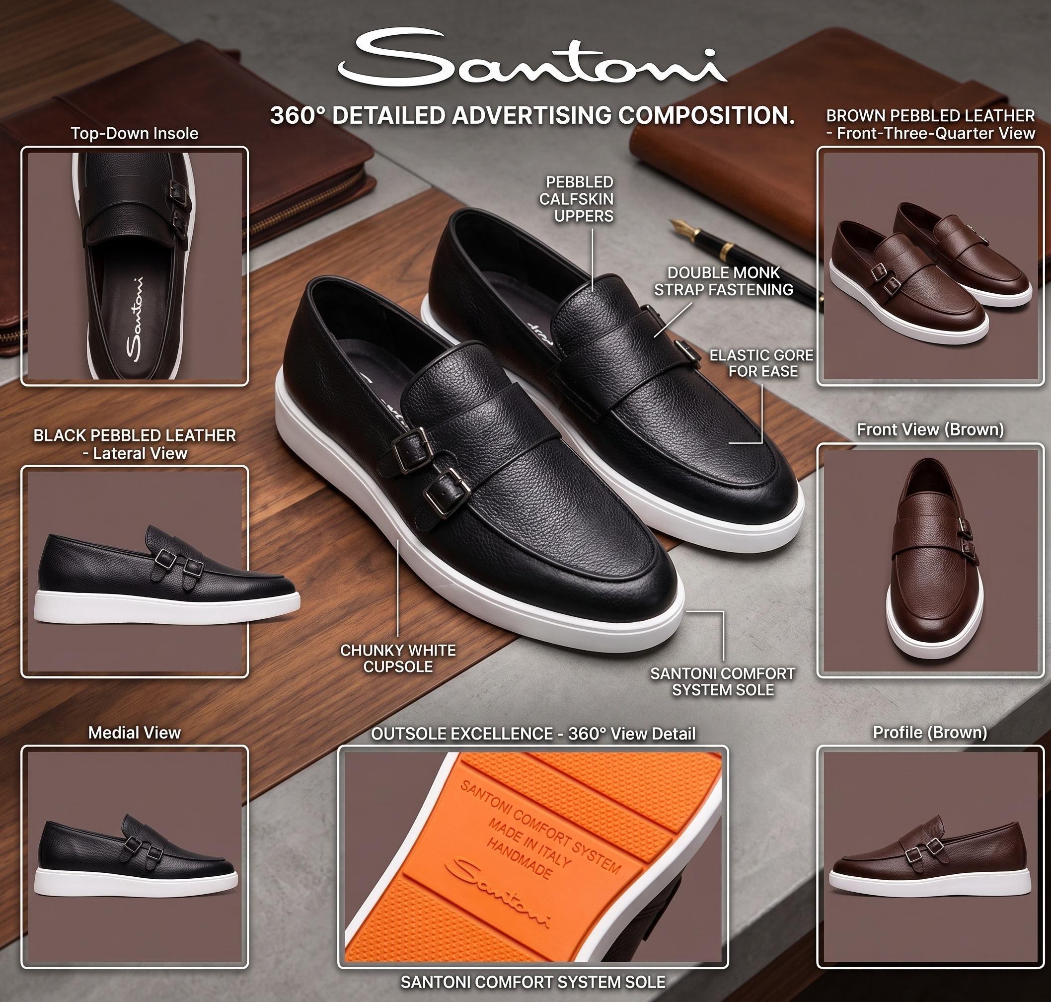 The Sovereign Double Monk Modern Comfort Slip-Ons - Santoni - Image 3