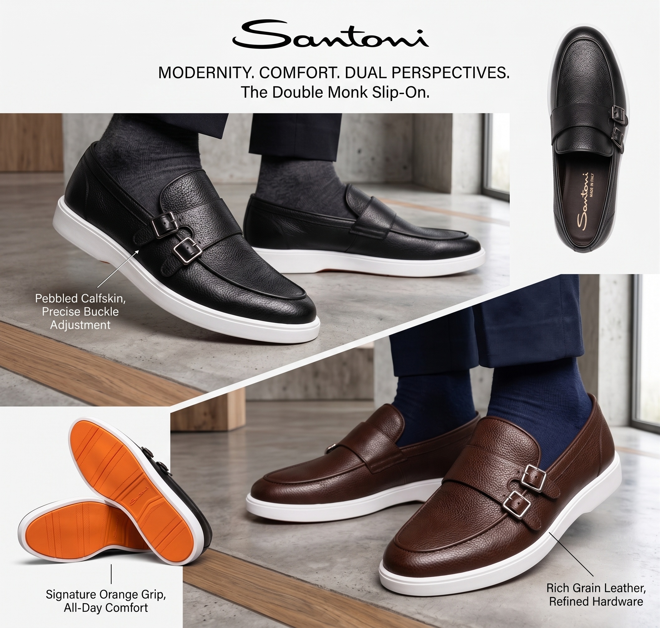 The Sovereign Double Monk Modern Comfort Slip-Ons - Santoni - Image 5