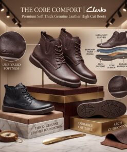 Clarks, The Core Comfort Premium Soft Thick Genuine Leather High Cut Boots