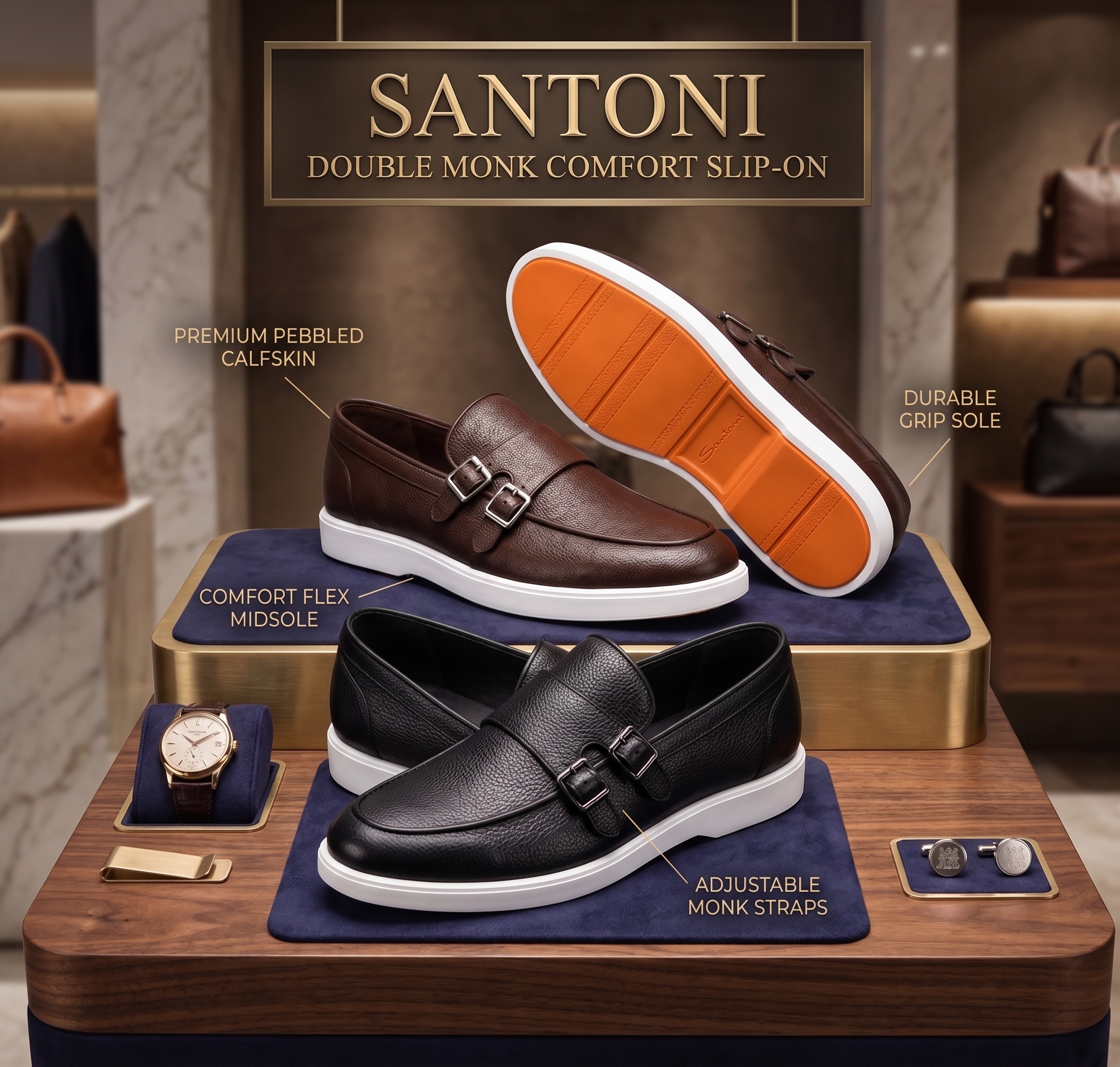 The Sovereign Double Monk Modern Comfort Slip-Ons - Santoni - Image 11