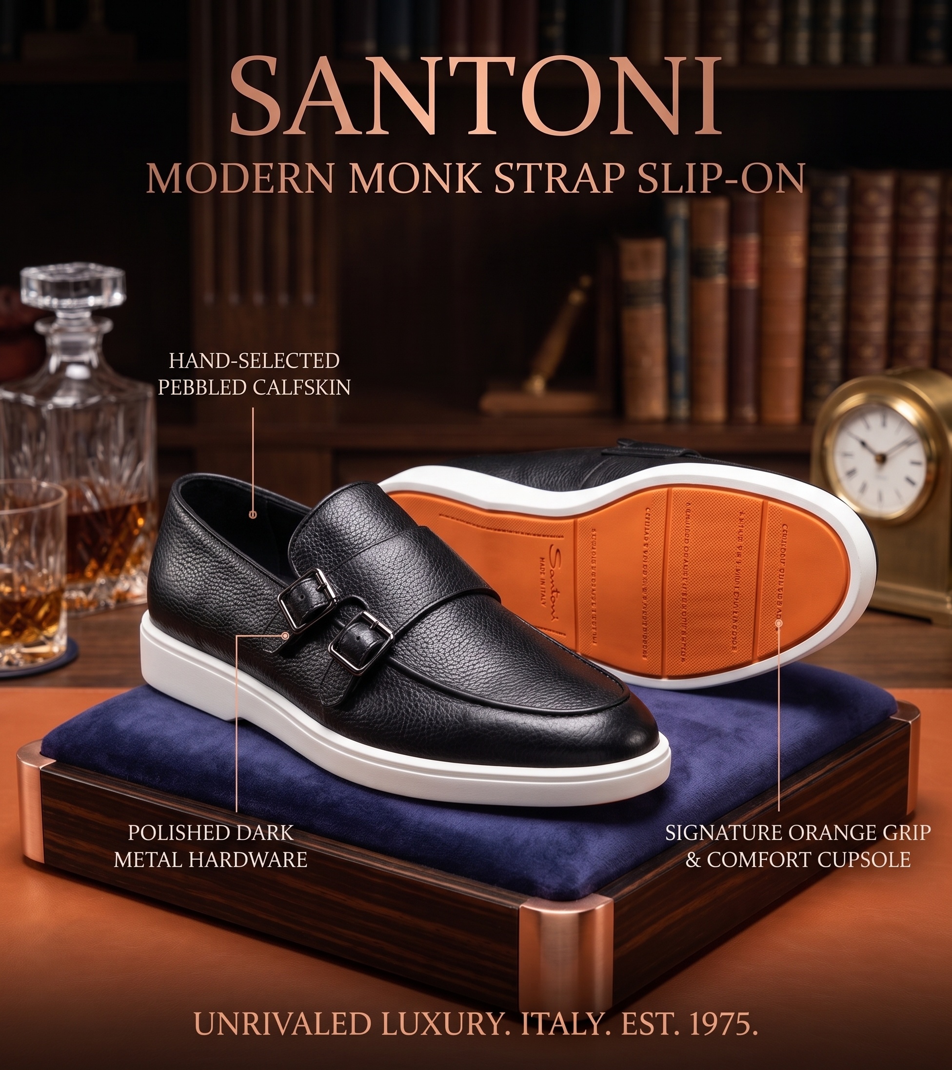 The Sovereign Double Monk Modern Comfort Slip-Ons - Santoni
