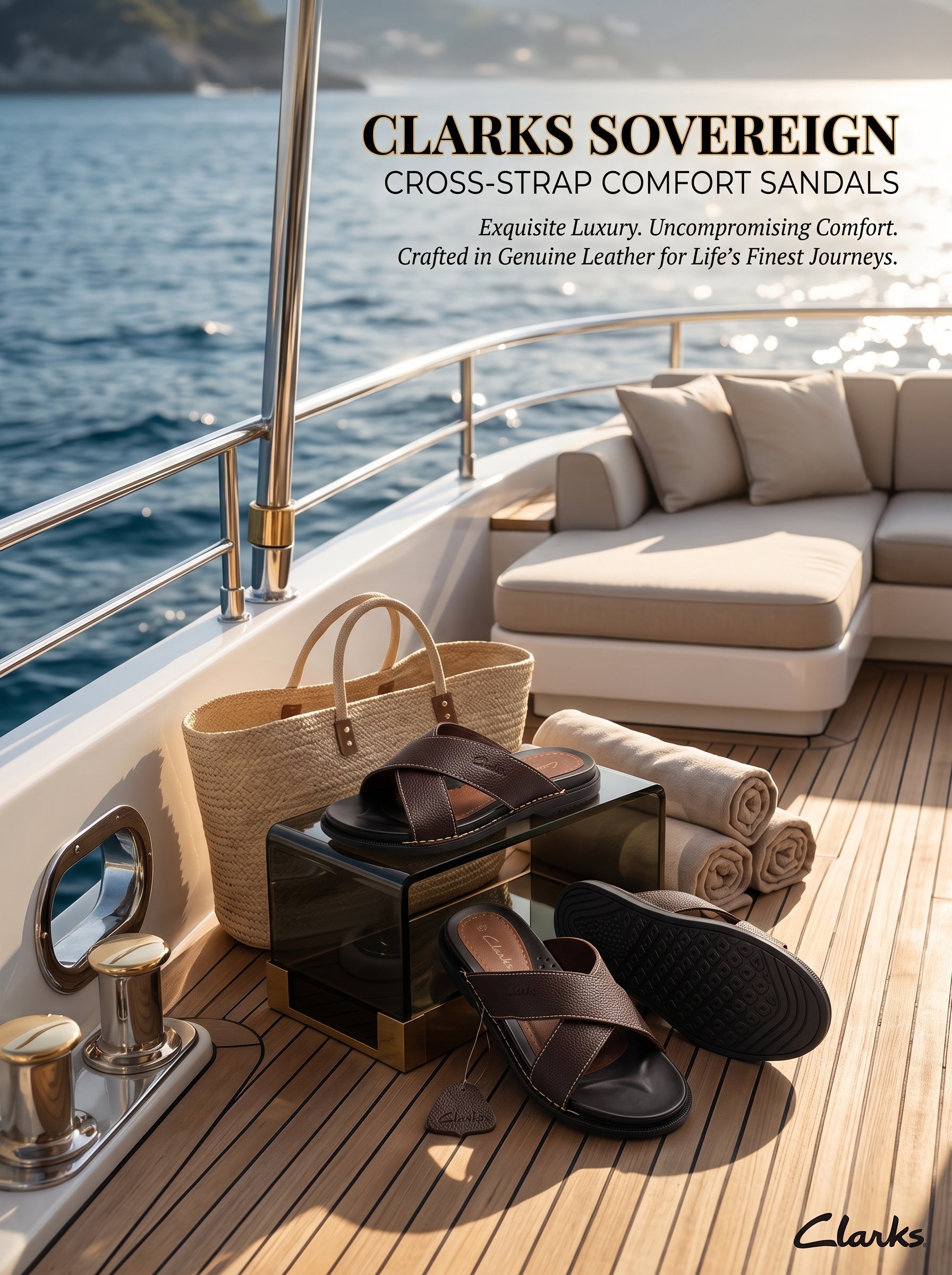 Clarks Sovereign Cross-Strap Genuine Leather Comfy Sandals - Image 2