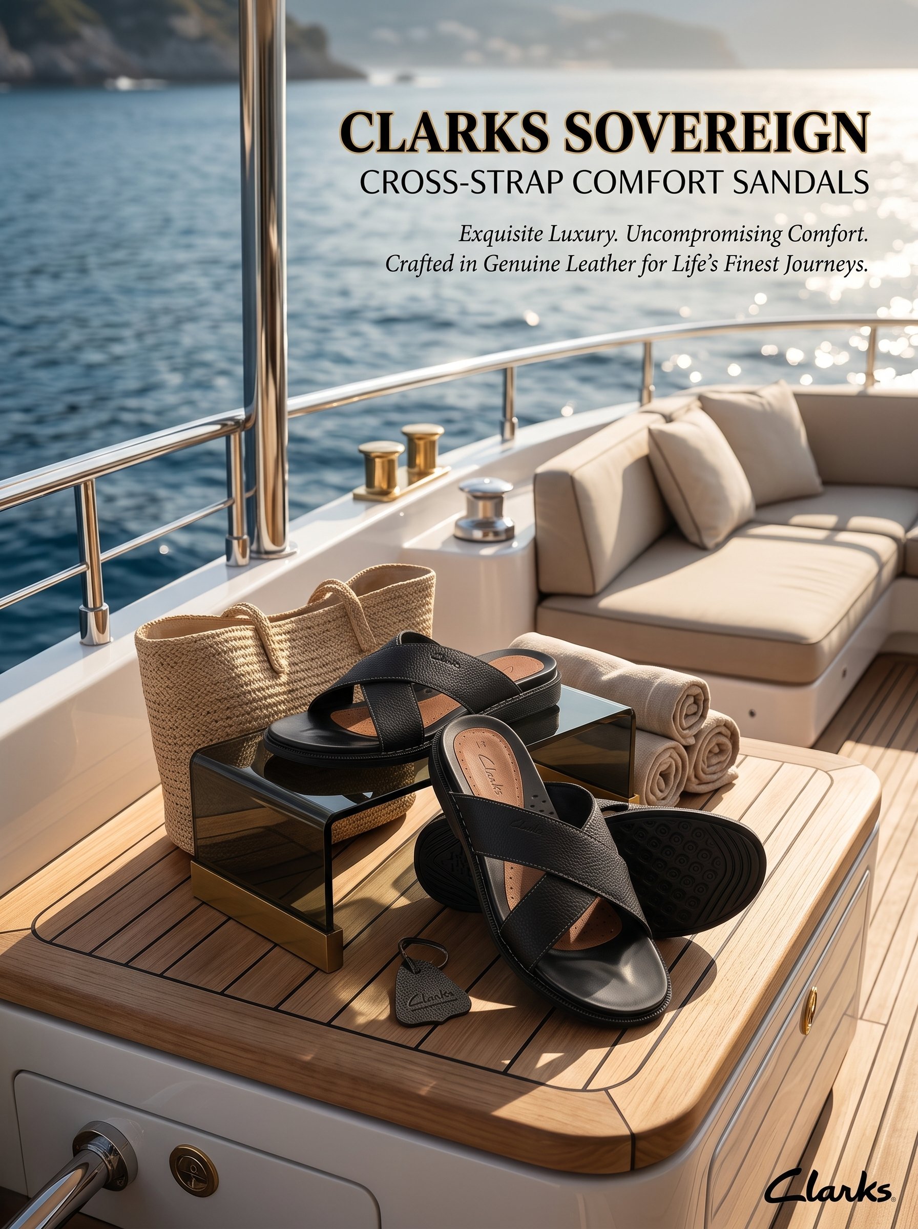 Clarks Sovereign Cross-Strap Genuine Leather Comfy Sandals - Image 5